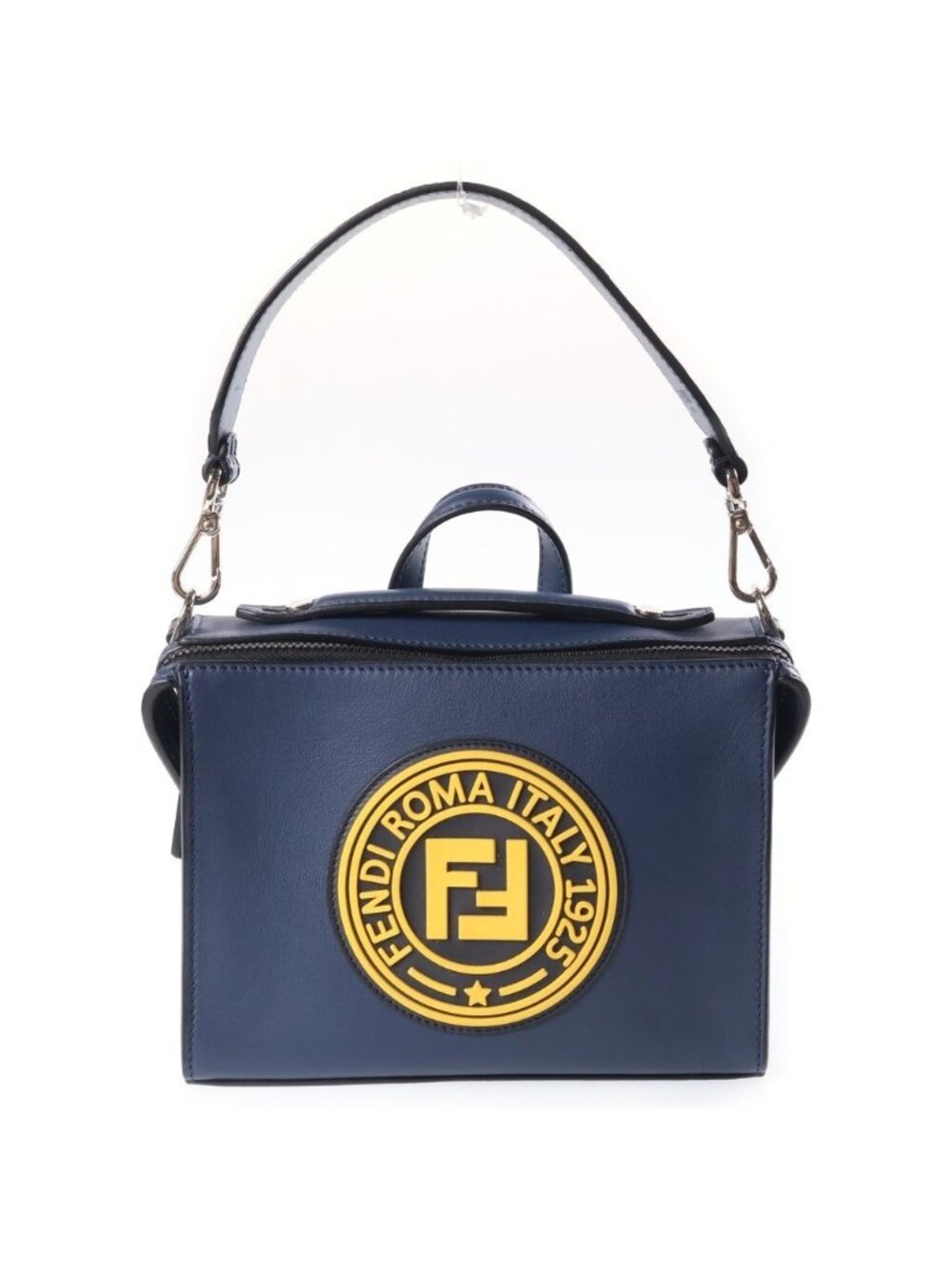 Fendi Mini Louis Shoulder Bag Leather Navy Yellow